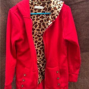 ShiLong Fashion red/ Leopard Print jacket